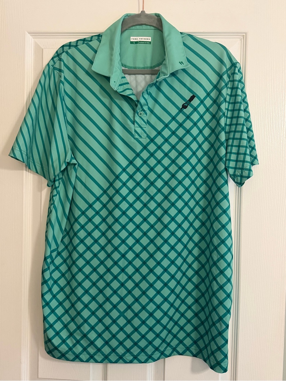 Fore Fathers Turf Dad Green Striped Golf Polo